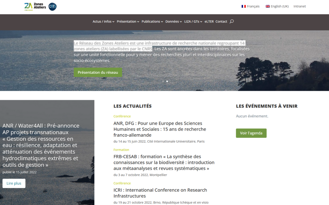 RZA, Le Réseau des Zones Ateliers, une infrastructure de recherche nationale regroupant 14 zones ateliers (ZA) labellisées par le CNRS
